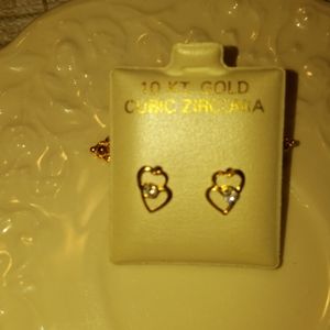 10 Kt Gold Double heart Earrings